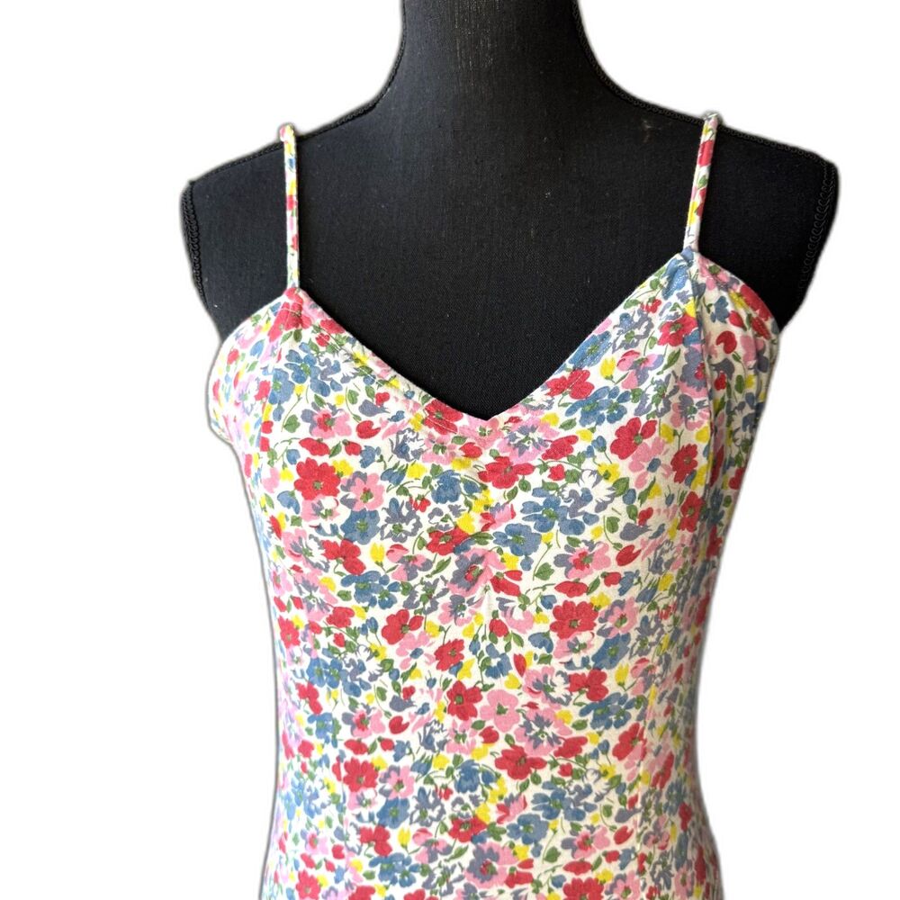 Size L Y2K Vintage Betsey Johnson floral dress tiered ruffle skirt (10509)